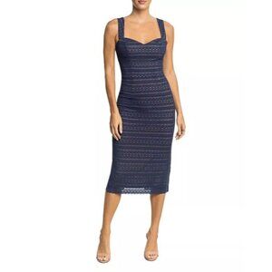 NWT Dress The Population Navy Nicole Lace Sheath Midi Dress  Women's Size L